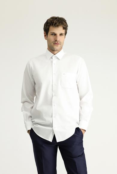 Erkek Giyim - BEYAZ 5X Beden Uzun Kol Klasik Non Iron Saten Pamuklu Gömlek