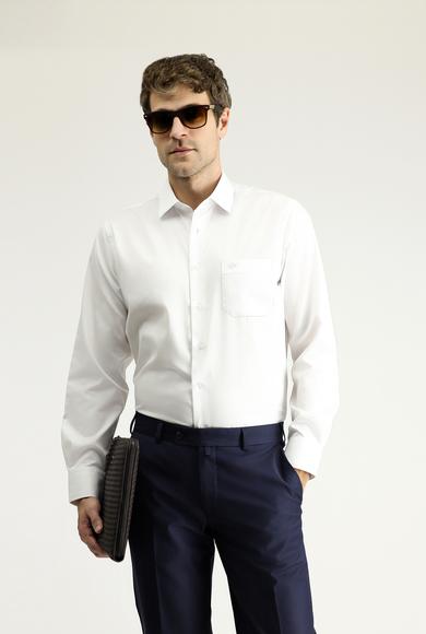 Erkek Giyim - BEYAZ 5X Beden Uzun Kol Klasik Non Iron Saten Pamuklu Gömlek