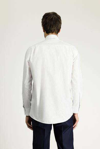 Erkek Giyim - UÇUK MAVİ 3X Beden Uzun Kol Klasik Çizgili Pamuk Gömlek