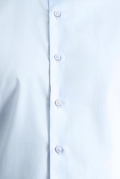 Erkek Giyim - UÇUK MAVİ M Beden Uzun Kol Slim Fit Dar Kesim Klasik Non Iron Saten Pamuklu Gömlek