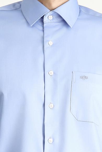 Erkek Giyim - AÇIK MAVİ S Beden Uzun Kol Klasik Non Iron Saten Pamuklu Gömlek