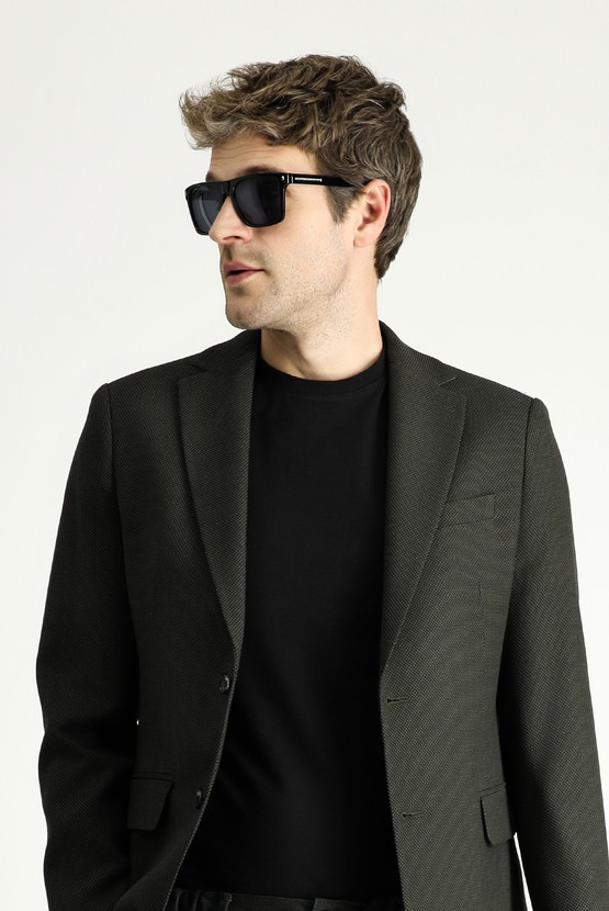 Erkek Giyim - Yünlü Desenli Klasik Ceket