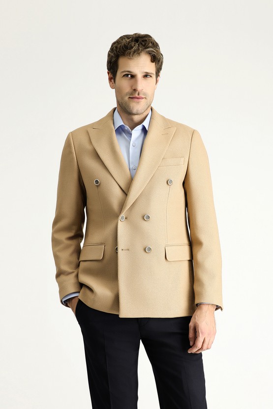 Erkek Giyim - Regular Fit Kruvaze Desenli Ceket