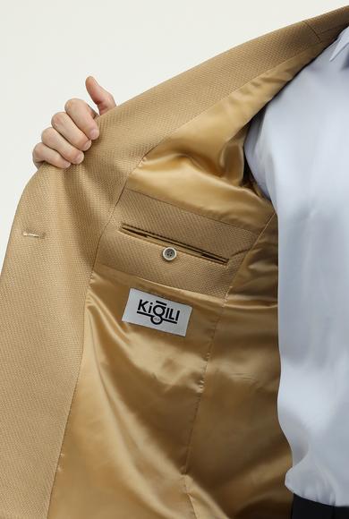 Erkek Giyim - CAMEL 52 Beden Regular Fit Kruvaze Desenli Ceket