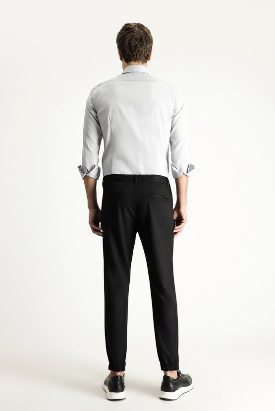 Erkek Giyim - Slim Fit Dar Kesim Beli Lastikli Likralı Kanvas / Chino Pantolon
