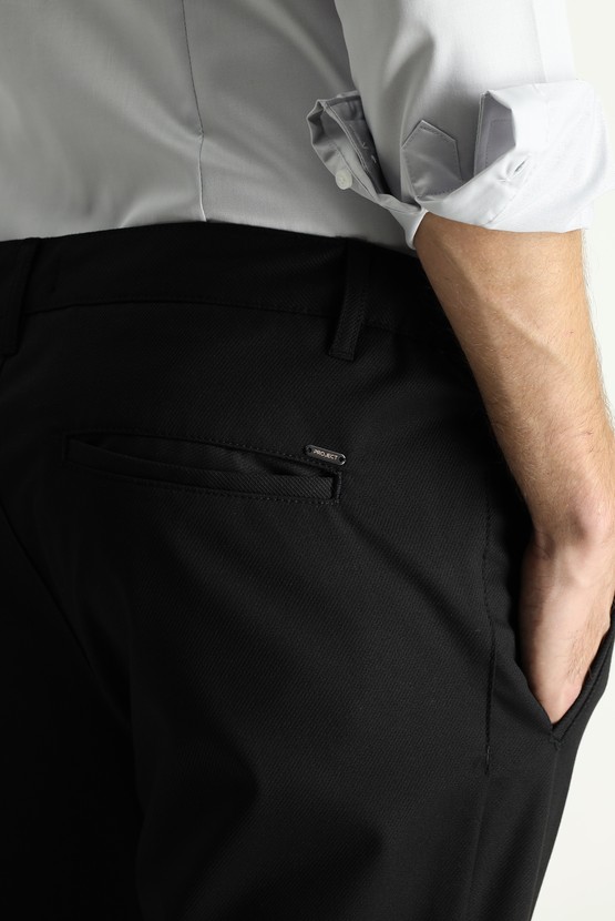 Erkek Giyim - Slim Fit Dar Kesim Beli Lastikli Likralı Kanvas / Chino Pantolon
