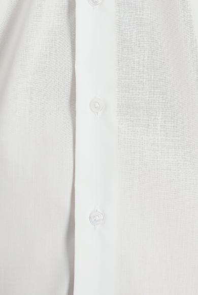 Erkek Giyim - Beyaz XL Beden Uzun Kol Slim Fit Dar Kesim Non Iron Klasik Pamuklu Gömlek