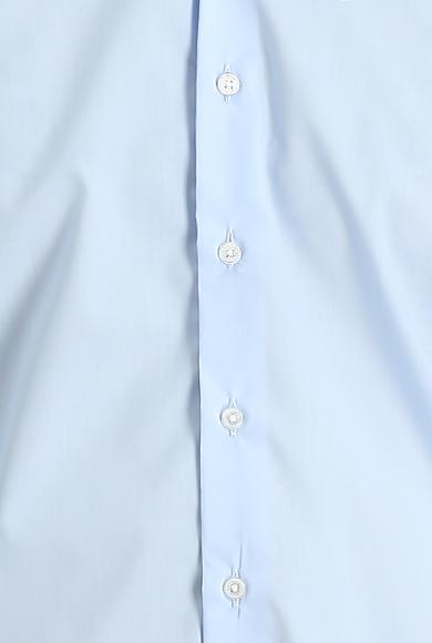 Erkek Giyim - UÇUK MAVİ L Beden Uzun Kol Slim Fit Dar Kesim Non Iron Klasik Pamuklu Gömlek