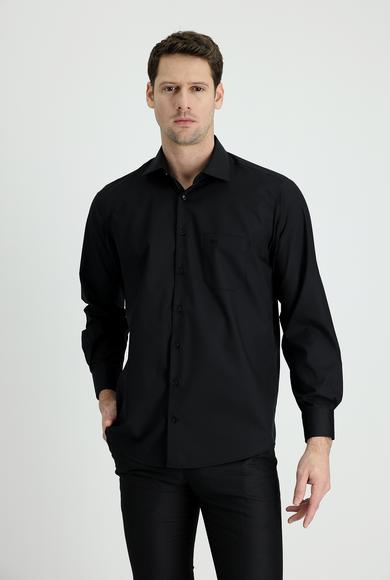 Erkek Giyim - SİYAH L Beden Uzun Kol Non Iron Klasik Pamuklu Gömlek