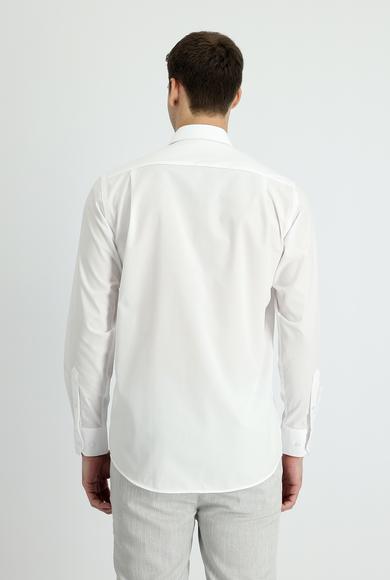 Erkek Giyim - Beyaz L Beden Uzun Kol Non Iron Klasik Pamuklu Gömlek
