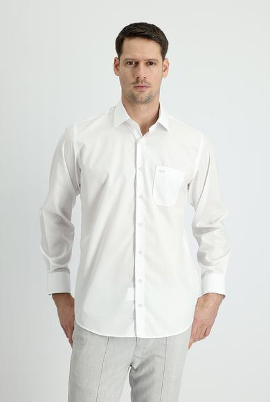 Erkek Giyim - BEYAZ 3X Beden Uzun Kol Non Iron Klasik Pamuklu Gömlek