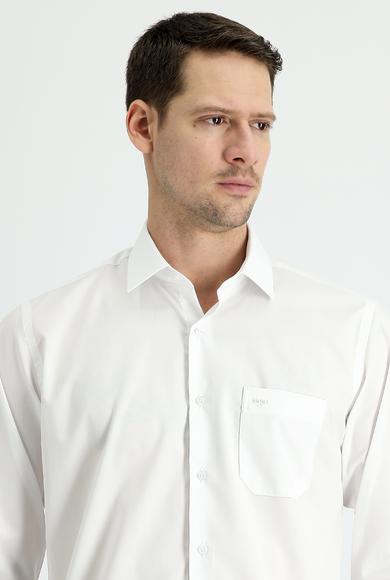 Erkek Giyim - Beyaz L Beden Uzun Kol Non Iron Klasik Pamuklu Gömlek