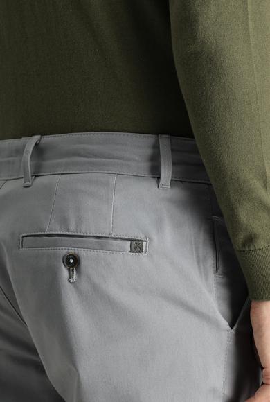 Erkek Giyim - ORTA GRİ 56 Beden Slim Fit Dar Kesim Likralı Kanvas / Chino Pantolon