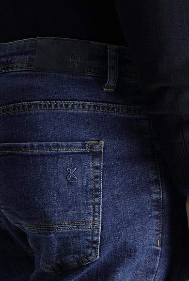 Erkek Giyim - KOYU MAVİ 64 Beden Regular Fit Likralı Denim Pantolon