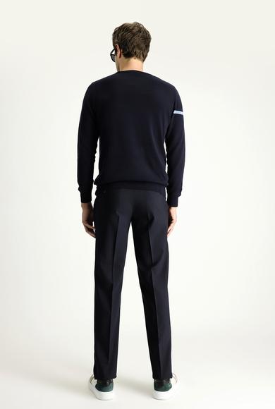 Erkek Giyim - SİYAH LACİVERT 54 Beden Yünlü Klasik Kumaş Pantolon