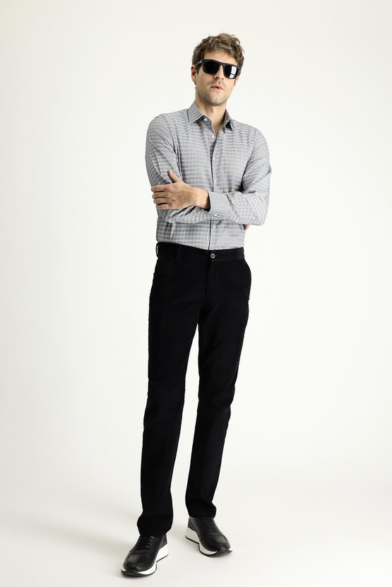 Erkek Giyim - Slim Fit Dar Kesim Likralı Kadife Pantolon
