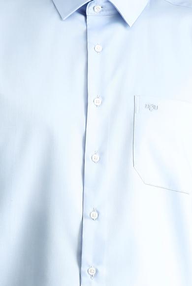 Erkek Giyim - UÇUK MAVİ L Beden Uzun Kol Klasik Non Iron Saten Pamuklu Gömlek