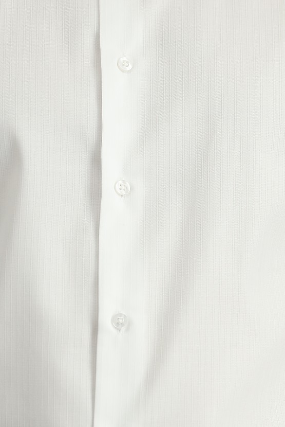 Erkek Giyim - Uzun Kol Slim Fit Dar Kesim Klasik Non Iron Desenli Pamuklu Gömlek