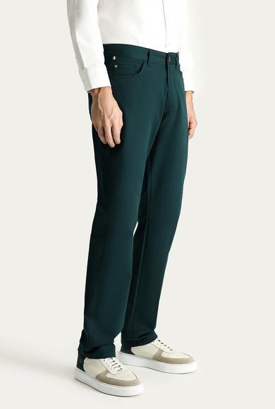 Erkek Giyim - KOYU YEŞİL 52 Beden Regular Fit Pamuk Kanvas / Chino Pantolon