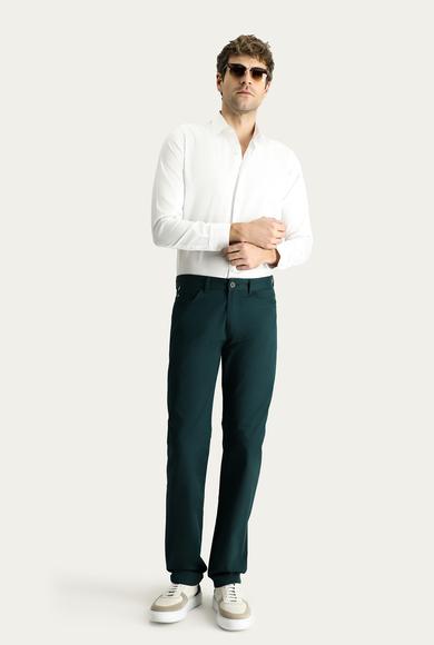 Erkek Giyim - KOYU YEŞİL 52 Beden Regular Fit Pamuk Kanvas / Chino Pantolon