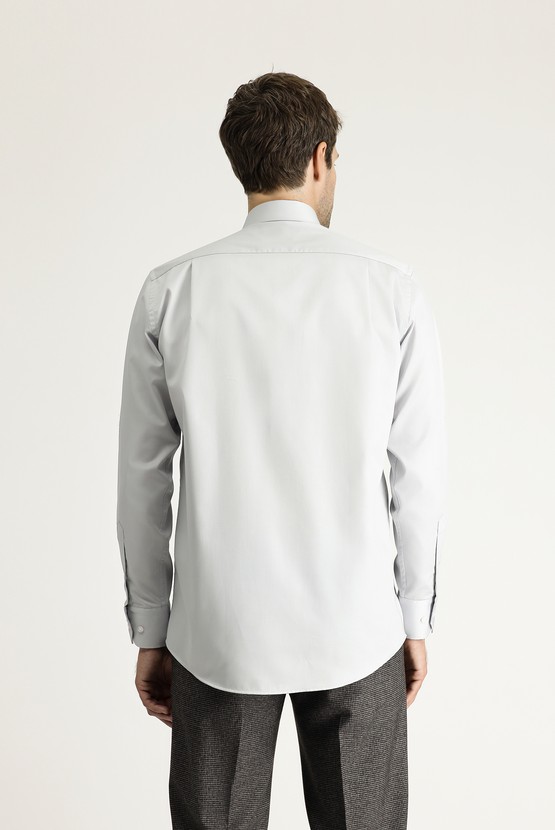Erkek Giyim - Uzun Kol Non Iron Saten Klasik Pamuklu Gömlek