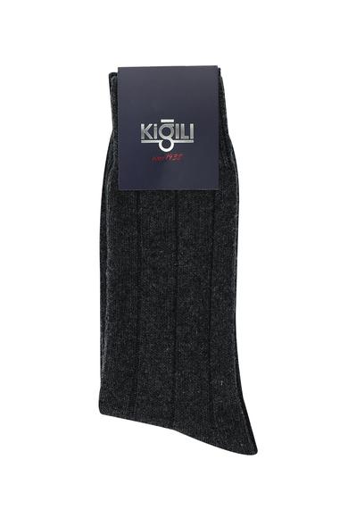 Erkek Giyim - ORTA ANRASİT MELANJ 42-45 Beden Tekli Yünlü Termal Çorap