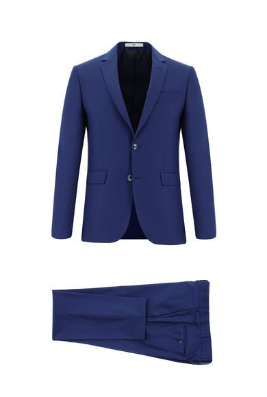 Erkek Giyim - KOYU LACİVERT 50 Beden Süper Slim Fit Klasik Takım Elbise