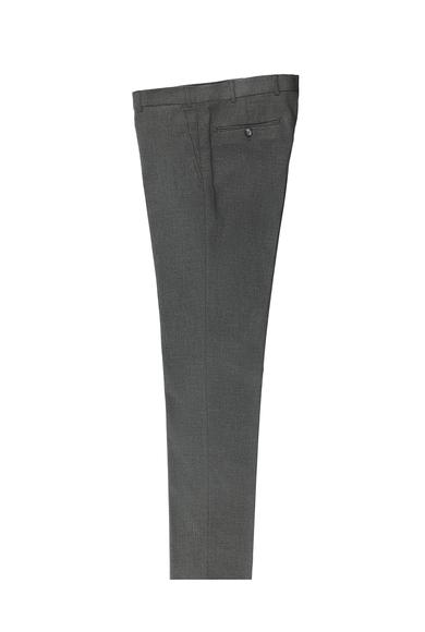 Erkek Giyim - KOYU FÜME 48 Beden Slim Fit Yünlü Klasik Desenli Pantolon