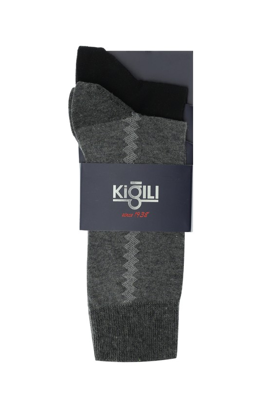 Erkek Giyim - 2'li Desenli Pamuklu Çorap Seti