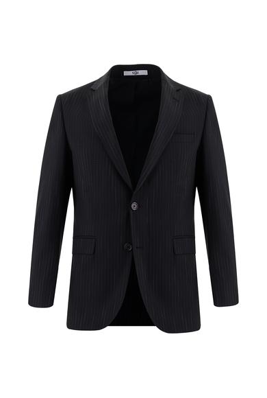 Erkek Giyim - SİYAH 58 Beden Klasik Çizgili Takım Elbise