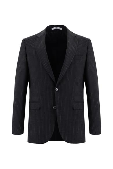Erkek Giyim - KOYU FÜME 48 Beden Klasik Çizgili Takım Elbise