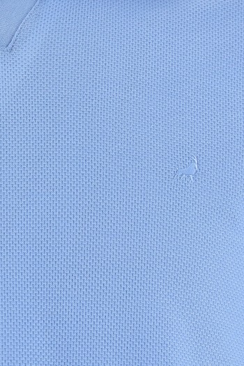 Polo Yaka Slim Fit Dar Kesim Desenli Nakışlı Merserize Pamuk Tişört