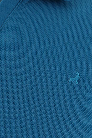 Polo Yaka Slim Fit Dar Kesim Desenli Nakışlı Merserize Pamuk Tişört