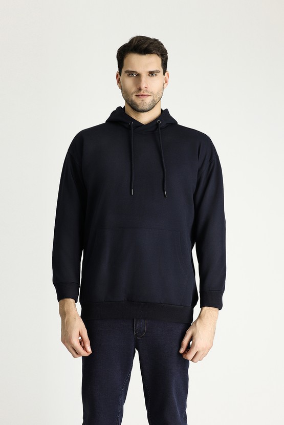 Erkek Giyim - Kapüşonlu Oversize Pamuklu Sweatshirt