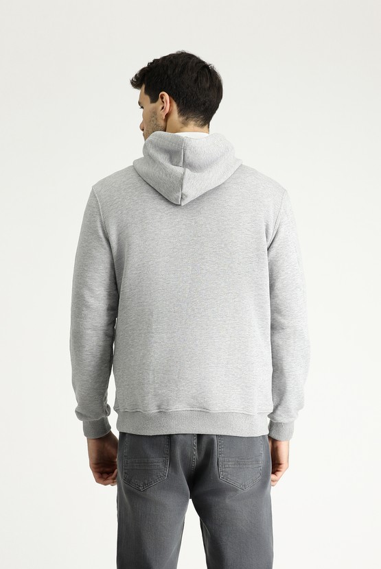 Erkek Giyim - Kapüşonlu Baskılı Pamuklu Sweatshirt