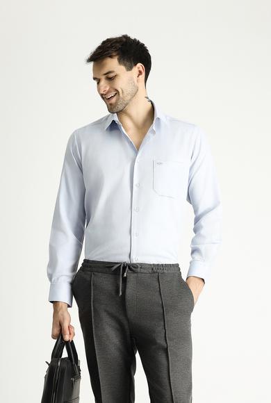 Erkek Giyim - AÇIK MAVİ L Beden Uzun Kol Klasik Pamuklu Gömlek