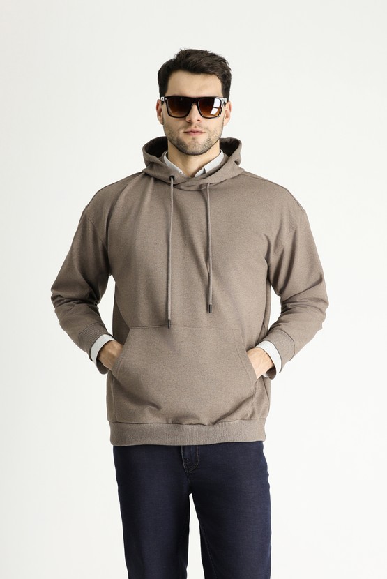 Erkek Giyim - Kapüşonlu Oversize Pamuklu Sweatshirt