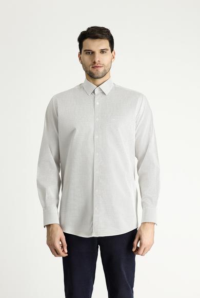 Erkek Giyim - AÇIK KAHVE 4X Beden Uzun Kol Klasik Desenli Pamuk Gömlek