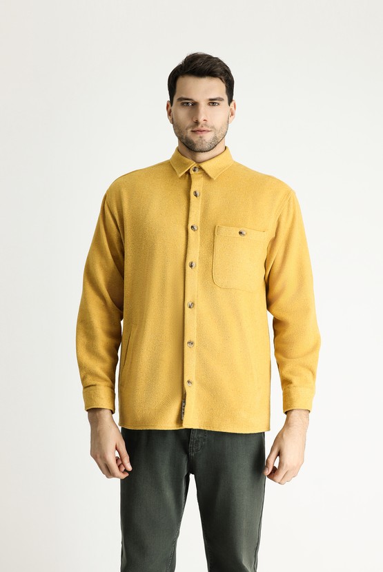 Erkek Giyim - Uzun Kol Oversize Oduncu Pamuklu Gömlek