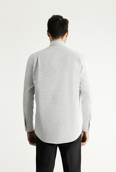 Erkek Giyim - KOYU LACİVERT XL Beden Uzun Kol Klasik Desenli Pamuk Gömlek