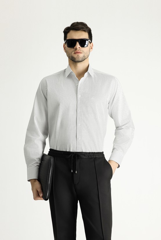 Erkek Giyim - Uzun Kol Klasik Desenli Pamuk Gömlek