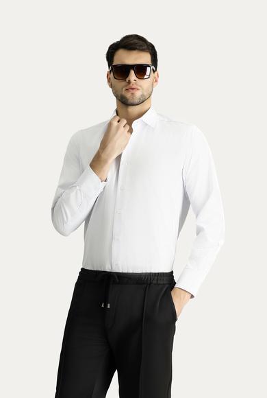 Erkek Giyim - AÇIK MAVİ 3X Beden Uzun Kol Klasik Çizgili Pamuklu Gömlek