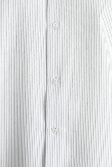Erkek Giyim - KOYU MAVİ M Beden Uzun Kol Klasik Çizgili Pamuklu Gömlek