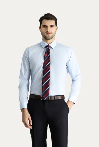 Erkek Giyim - UÇUK MAVİ L Beden Uzun Kol Slim Fit Dar Kesim Non Iron Ütü Gerektirmeyen Pamuklu Gömlek