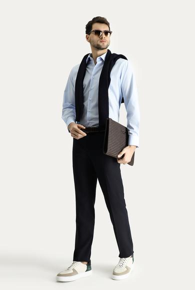 Erkek Giyim - UÇUK MAVİ XXL Beden Uzun Kol Regular Fit Non Iron Ütü Gerektirmeyen Pamuklu Gömlek