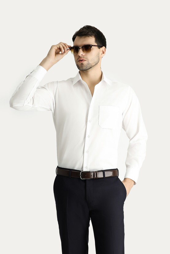 Erkek Giyim - Uzun Kol Regular Fit Non Iron Ütü Gerektirmeyen Pamuklu Gömlek