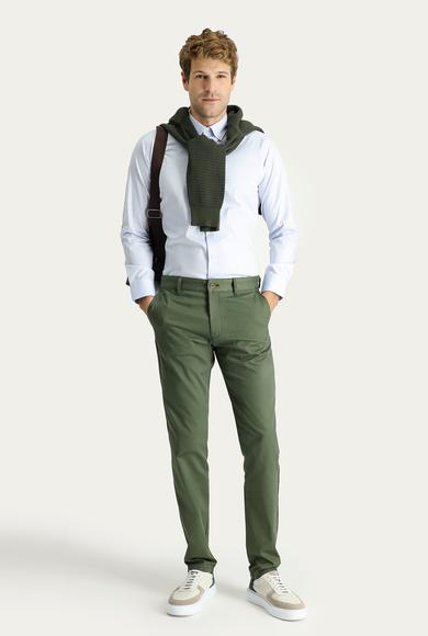 Erkek Giyim - ORMAN YEŞİLİ 56 Beden Regular Fit Likralı Kanvas / Chino Pantolon