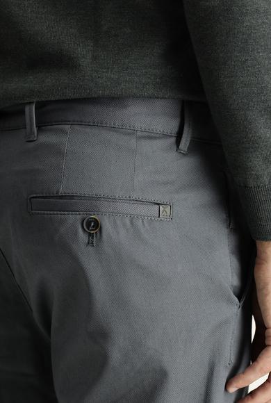 Erkek Giyim - ORTA FÜME 52 Beden Regular Fit Likralı Kanvas / Chino Pantolon