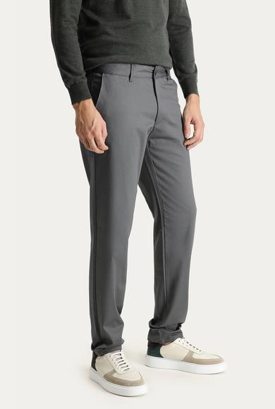 Erkek Giyim - ORTA FÜME 52 Beden Regular Fit Likralı Kanvas / Chino Pantolon