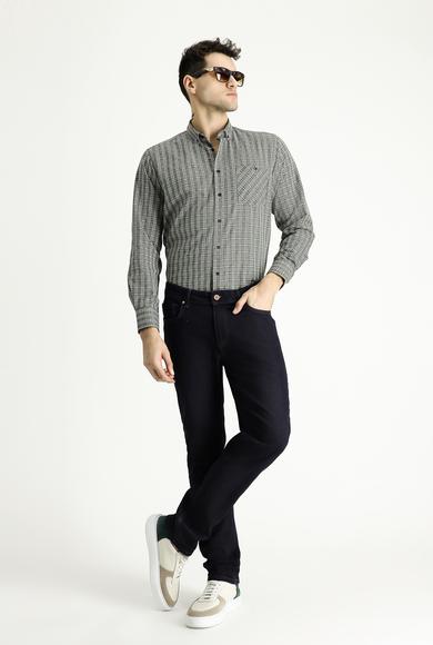 Erkek Giyim - KOYU YEŞİL M Beden Uzun Kol Regular Fit Oduncu Ekose Pamuklu Gömlek
